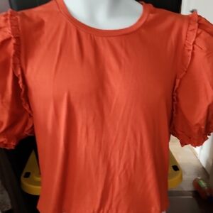 Buffalo David Bitton Orange Puff Sleeve Blouse Size L